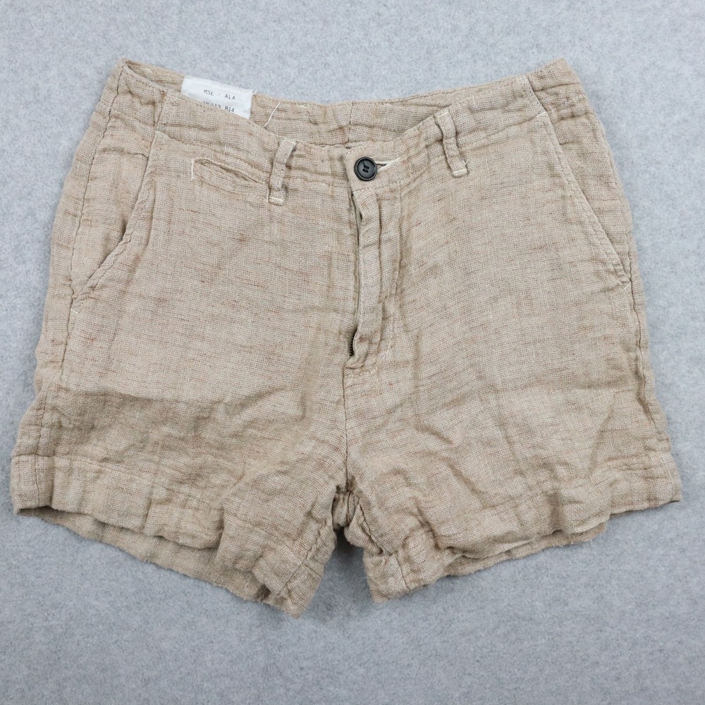Billy Reid Shorts Mens 30 Linen Blend Chino Beach Resort Casual Flat Front Tan